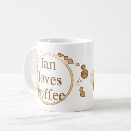 コーヒパーソナライズされたー汚れグランジ文字おもしろい コーヒーマグカップ (正面左)