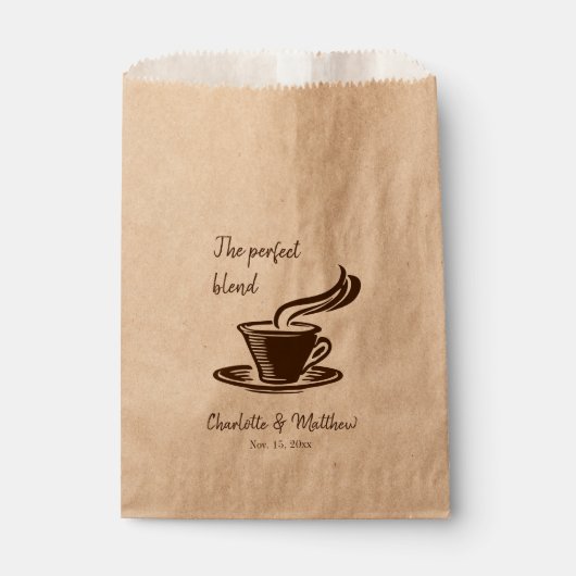コーヒパーソナライズされたー豆用結婚式の引き出物バッグ フェイバーバッグ (正面)