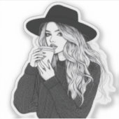 コーヒファッショニスターステッカー付き女の子 シール (正面)