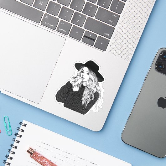 コーヒファッショニスターステッカー付き女の子 シール (ノートパソコンとiPhone)