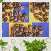 コーヒファンキーー好き豆のテクスチャ キッチンタオル (折り畳み)