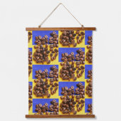コーヒファンキーー好き豆のテクスチャ 吊り下げ型タペストリー (正面)