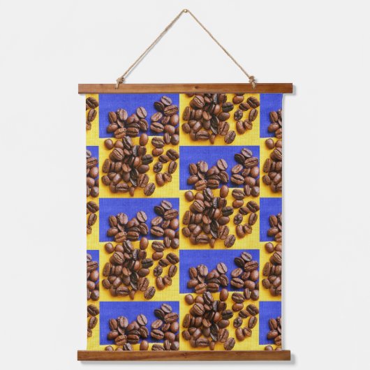 コーヒファンキーー好き豆のテクスチャ 吊り下げ型タペストリー (正面)
