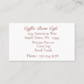 コーヒファンシーー豆の名刺を付けたコーヒー飲料 名刺 (裏面)