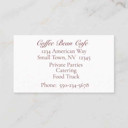 コーヒファンシーー豆の名刺を付けたコーヒー飲料 名刺 (裏面)