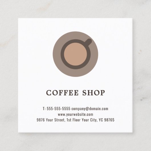 コーヒモダンエレガントーミニマルアイコン喫茶店 スクエア名刺 (正面)