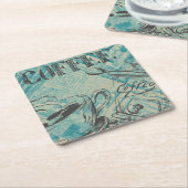 コーヒモダンーアートスケッチブルー スクエアペーパーコースター (アングル)