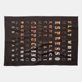 コーヒモダンーエレガントタイプタイポグラフィ キッチンタオル