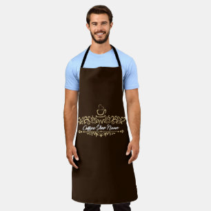 コーヒモダンーカフェショップへようこそパーソナライズ名 エプロン