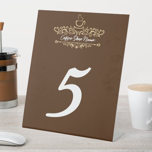 コーヒモダンーカフェショップへようこそパーソナライズ名 台座サイン (インサイチュ)