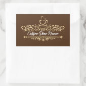 コーヒモダンーカフェショップへようこそパーソナライズ名 長方形シール (バッグ)