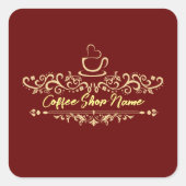 コーヒモダンーカフェベーカリー歓迎カスタムロゴ名 スクエアシール (正面)