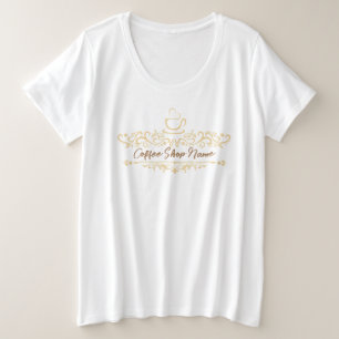 コーヒモダンーカフェベーカリー歓迎カスタムロゴ名 プラスサイズTシャツ