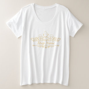 コーヒモダンーカフェベーカリー歓迎カスタムロゴ名 プラスサイズTシャツ