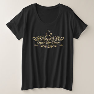 コーヒモダンーカフェベーカリー歓迎カスタムロゴ名 プラスサイズTシャツ
