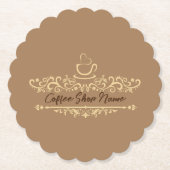 コーヒモダンーカフェベーカリー歓迎カスタムロゴ名 ペーパーコースター (正面)