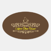 コーヒモダンーカフェベーカリー歓迎カスタムロゴ名 楕円形シール (正面)