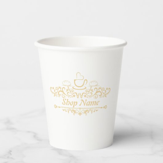コーヒモダンーカフェベーカリー歓迎カスタムロゴ名 紙コップ (正面)