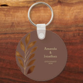 コーヒモダンーブラウンと金ゴールドリーフ結婚ズ キーホルダー (正面)