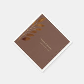 コーヒモダンーブラウンと金ゴールドリーフ結婚ズ スタンダードカクテルナプキン (角)