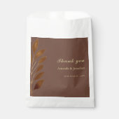 コーヒモダンーブラウンと金ゴールドリーフ結婚式の引き出物 フェイバーバッグ (正面)