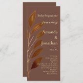 コーヒモダンーブラウンと金ゴールドリーフ結婚式 プログラム (正面/裏面)