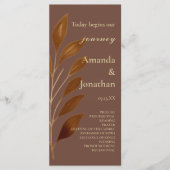 コーヒモダンーブラウンと金ゴールドリーフ結婚式 プログラム (正面)