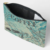 コーヒモダンー愛好家カフェアートスケッチブルー アクセサリーポーチ (見開き)