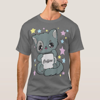 コーヒヤミかわいいチビ(小さくかわいく書いた感じ)アニメキャットモカフェアリーケイ Tシャツ