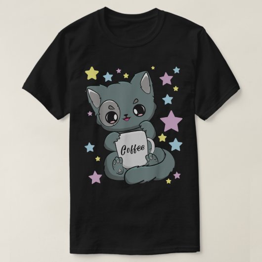 コーヒヤミかわいいチビ（小さくかわいく書いた感じ）アニメキャットモカフェアリーケイ Tシャツ (デザイン正面)