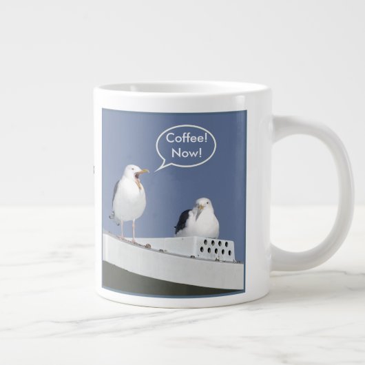コーヒユーモアのあるーの飢え叫ぶシーガルマグおもしろい ジャンボコーヒーマグカップ (右)