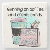 コーヒランニングーとクレジットカードの ストーンコースター (正面)