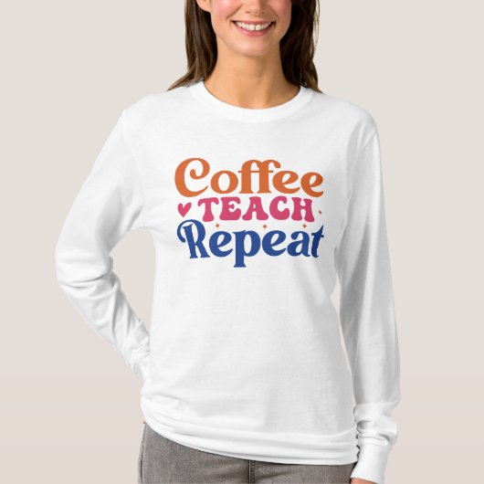 コーヒーおじさん繰り返し面白いワードアート Tシャツ (正面)