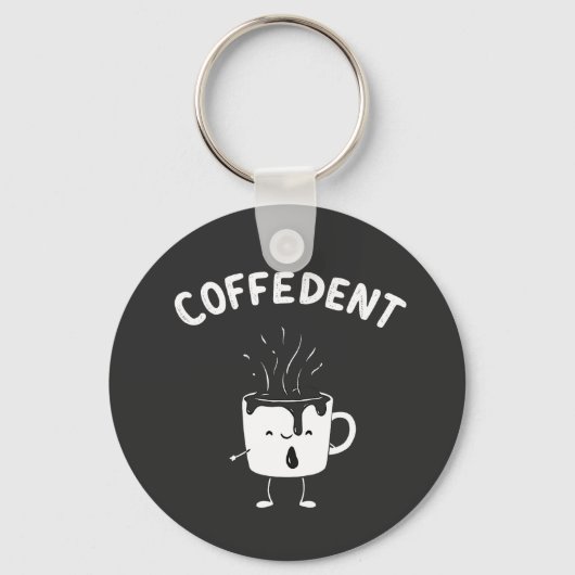 コーヒーおもしろいかわいいカフェインカップ愛好家 キーホルダー (正面)