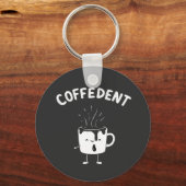 コーヒーおもしろいかわいいカフェインカップ愛好家 キーホルダー (正面)