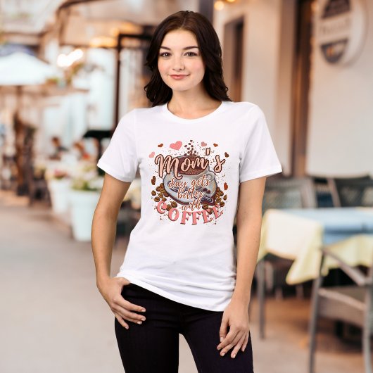 コーヒーおもしろいでかわいいピンクのお母さんの日が良くなる トライブレンドTシャツ