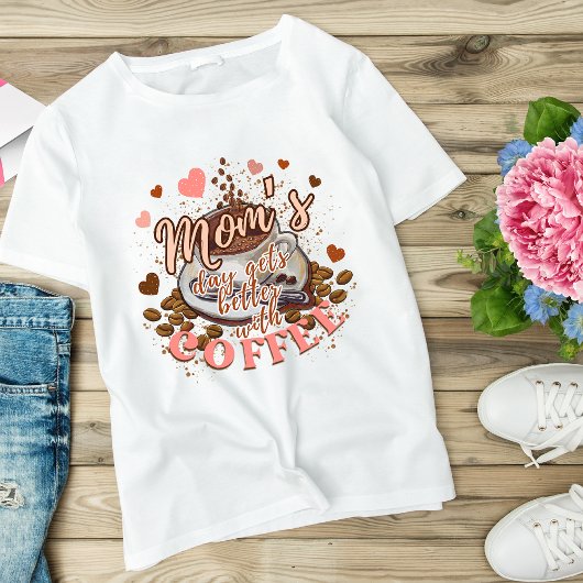 コーヒーおもしろいでかわいいピンクのお母さんの日が良くなる トライブレンドTシャツ