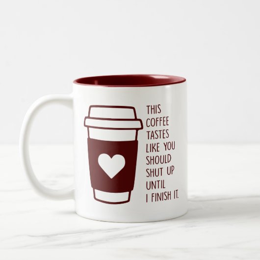 コーヒーおもしろいは口が悪くてグズグズしている ツートーンマグカップ (左)