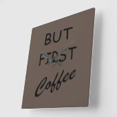 コーヒーおもしろいドリンカー引用文 スクエア壁時計 (傾斜)