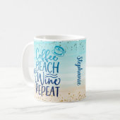 コーヒーおもしろいビーチワインリピートグリッターパーソナライズ コーヒーマグカップ (正面左)