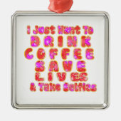 コーヒーおもしろい好きの方への贈り物 メタルオーナメント (正面)