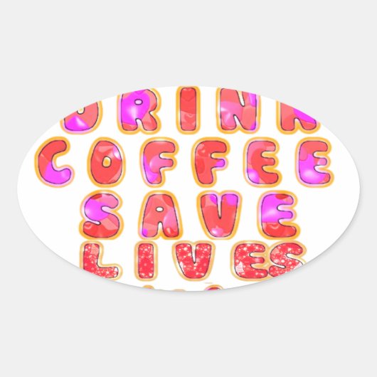 コーヒーおもしろい好きの方への贈り物 楕円形シール (正面)