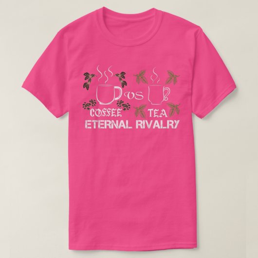 コーヒーおもしろい対茶の対永遠のライバル Tシャツ (デザイン正面)