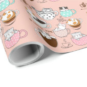 コーヒーおもしろい猫 ラッピングペーパー (ロールコーナー)