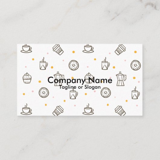 コーヒーおよびカップケーキが付いているカフェ 名刺 (裏面)
