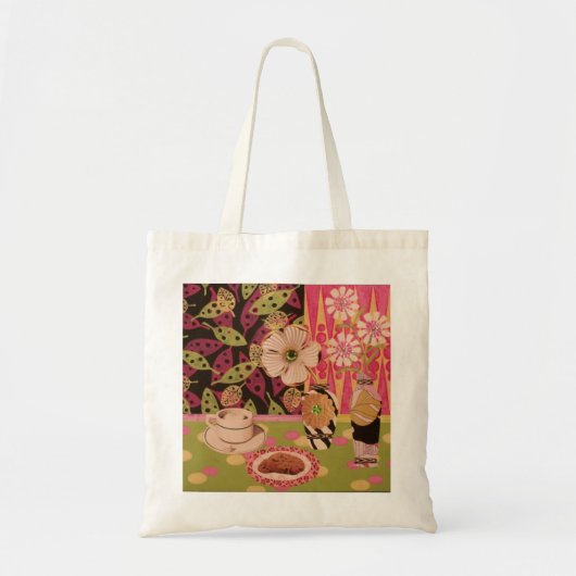 コーヒーおよびクッキーの花柄のトート トートバッグ (正面)
