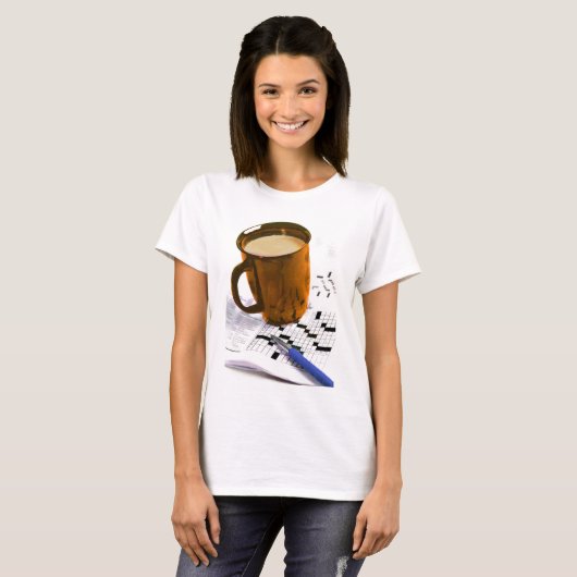 コーヒーおよびクロスワードパズル Tシャツ (正面フル)