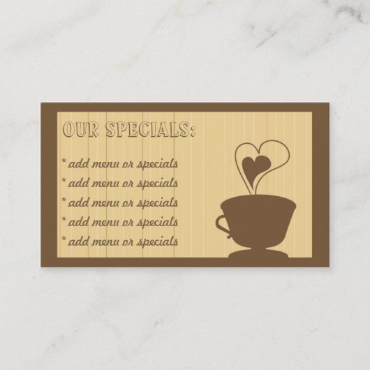 コーヒーおよびケーキのカフェの名刺 名刺 (正面)