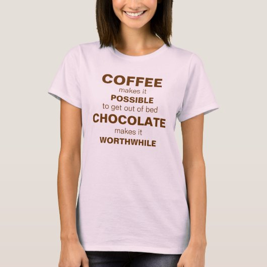 コーヒーおよびチョコレート Tシャツ (正面)