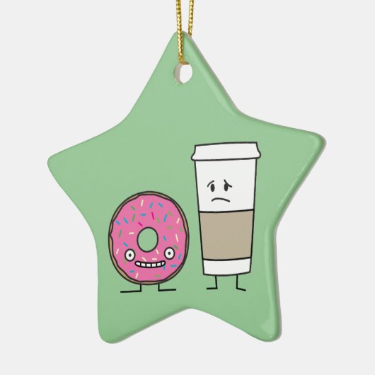 コーヒーおよびドーナツ セラミックオーナメント (左)